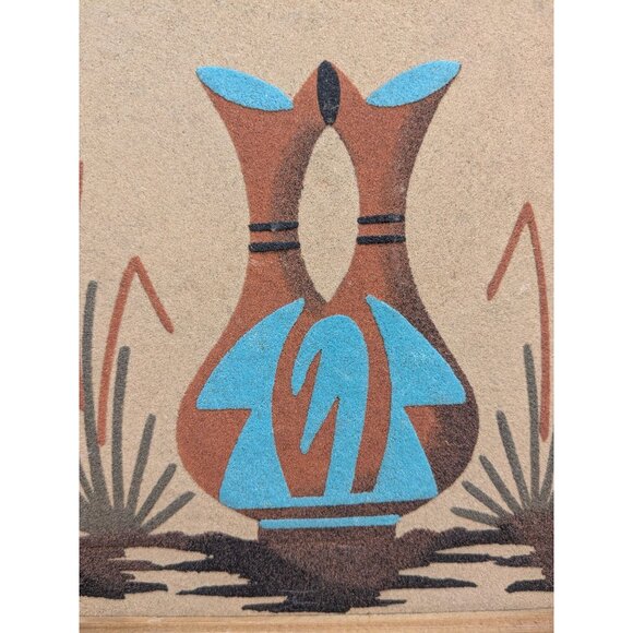 Vtg. M. Goldtooth Framed Navajo Sand Painting Signed  9.5" X9.5" Native American - Picture 6 of 16